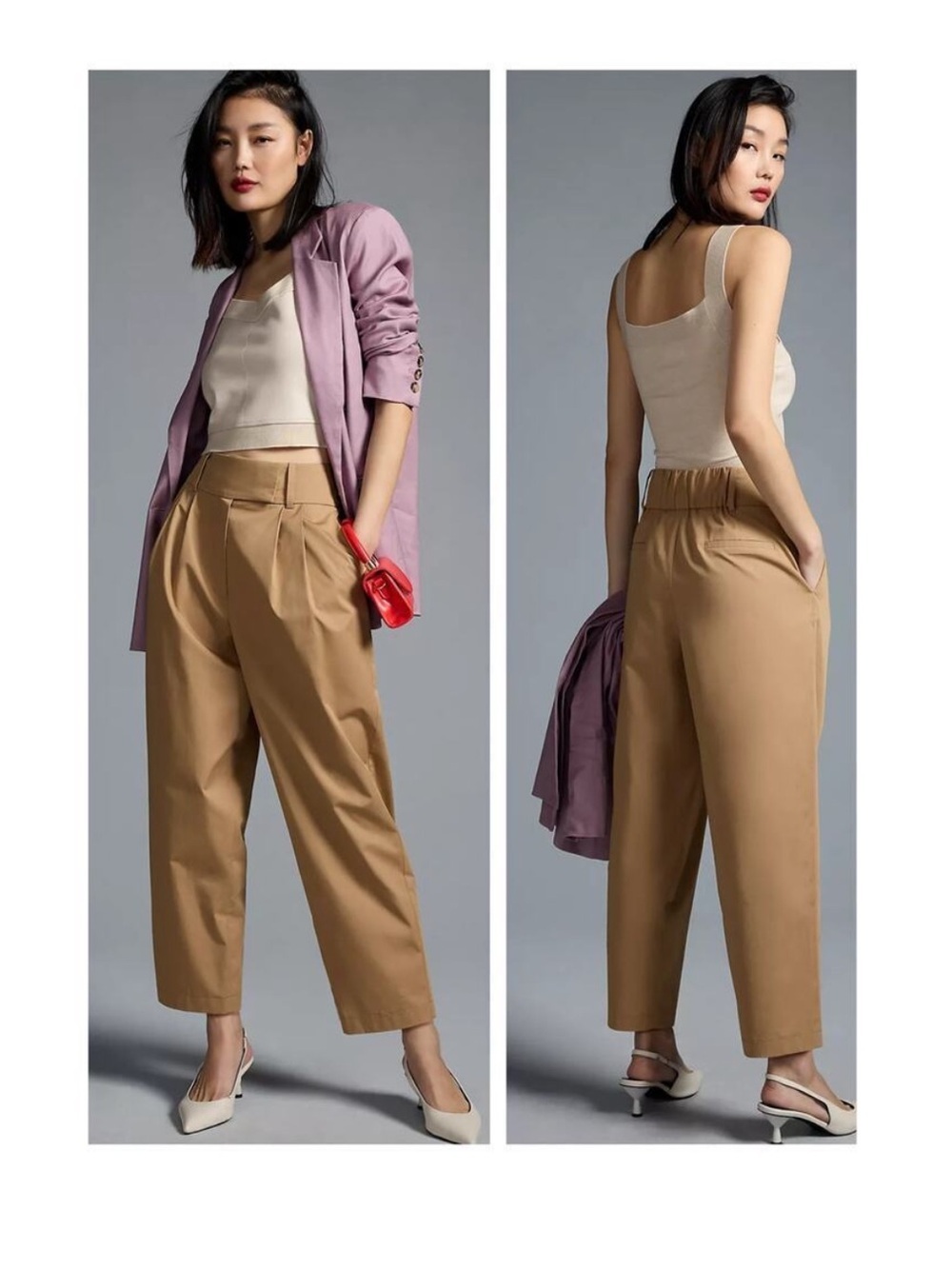 Exquise Barrel-Leg Chino Pants Tan/Camel Size Small